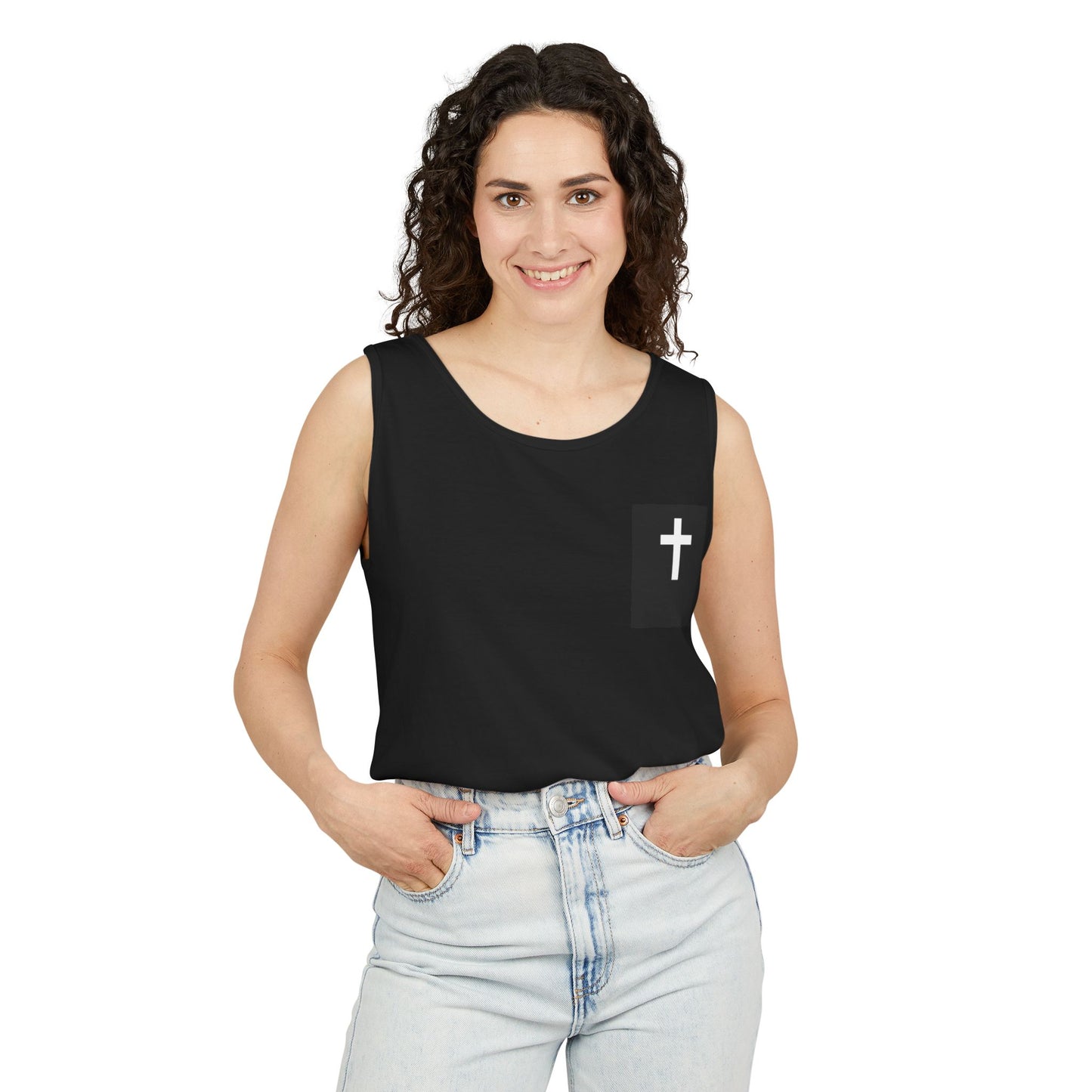 Dyed Tank Top with Cross Design – Casual Faith-Inspired Apparel