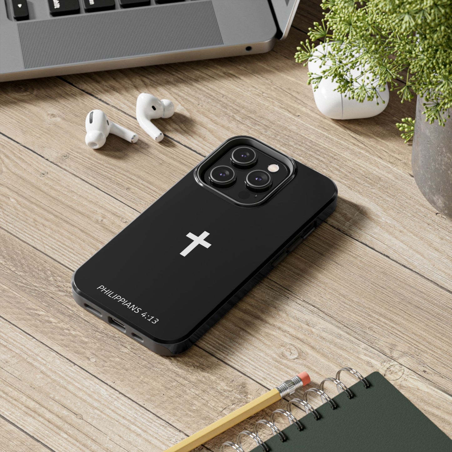 Stylish Tough Phone Case with Philippians 4:13 Design